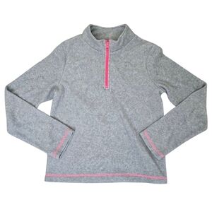 Faded Glory Gray Pink 1/4 Zip Fleece Pullover Sweatshirt Top Girls Size XL 14 16